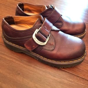Dr. Martens brown leather buckle shoe